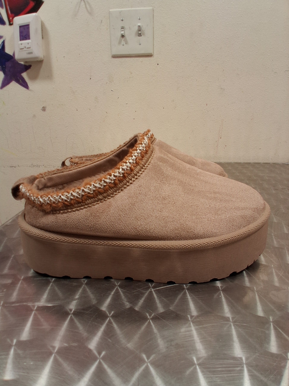Mudd Beige Platform Slip-On Clog with Braided Trim